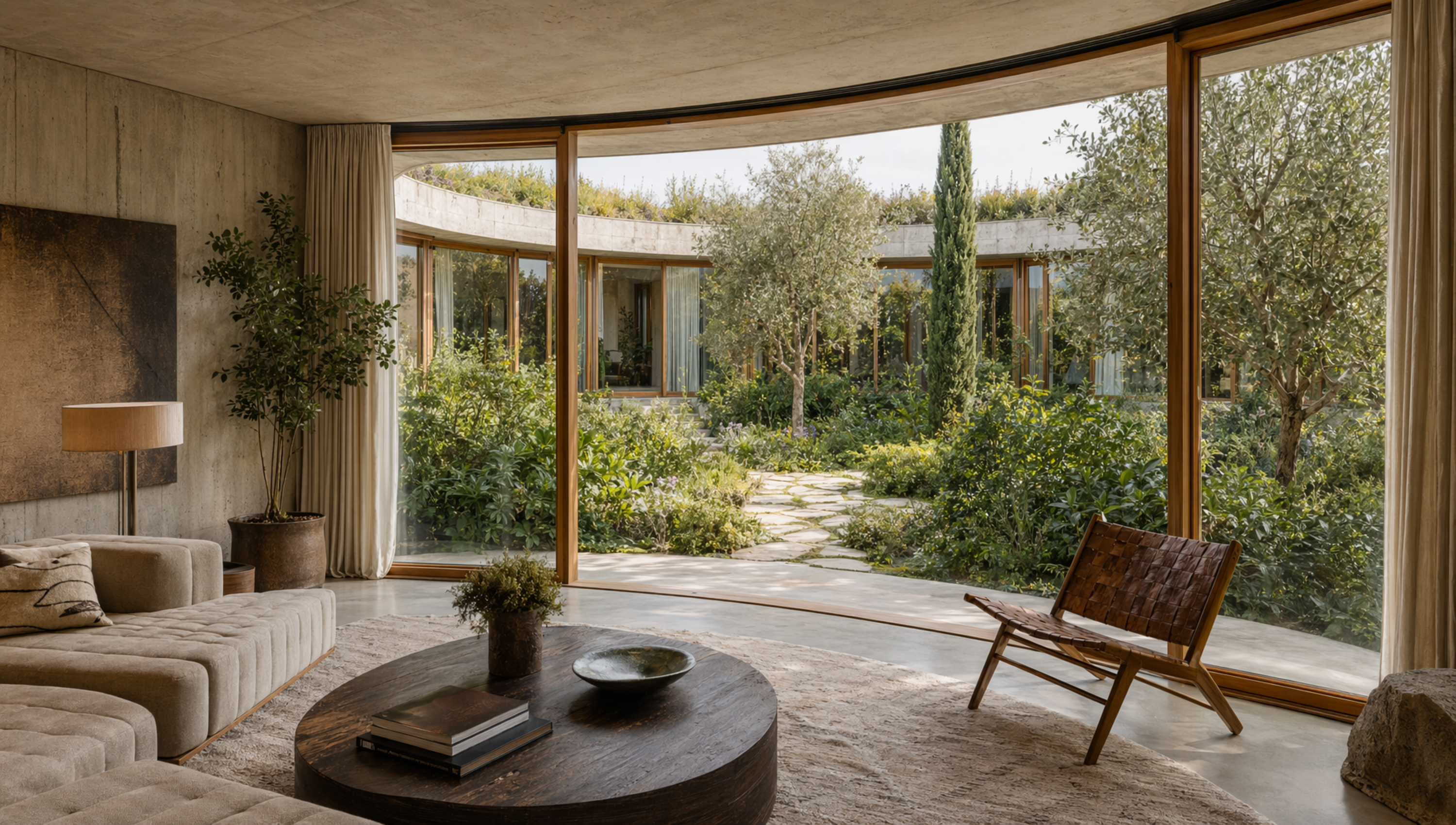 Wohnraum mit Blick in Innenhof